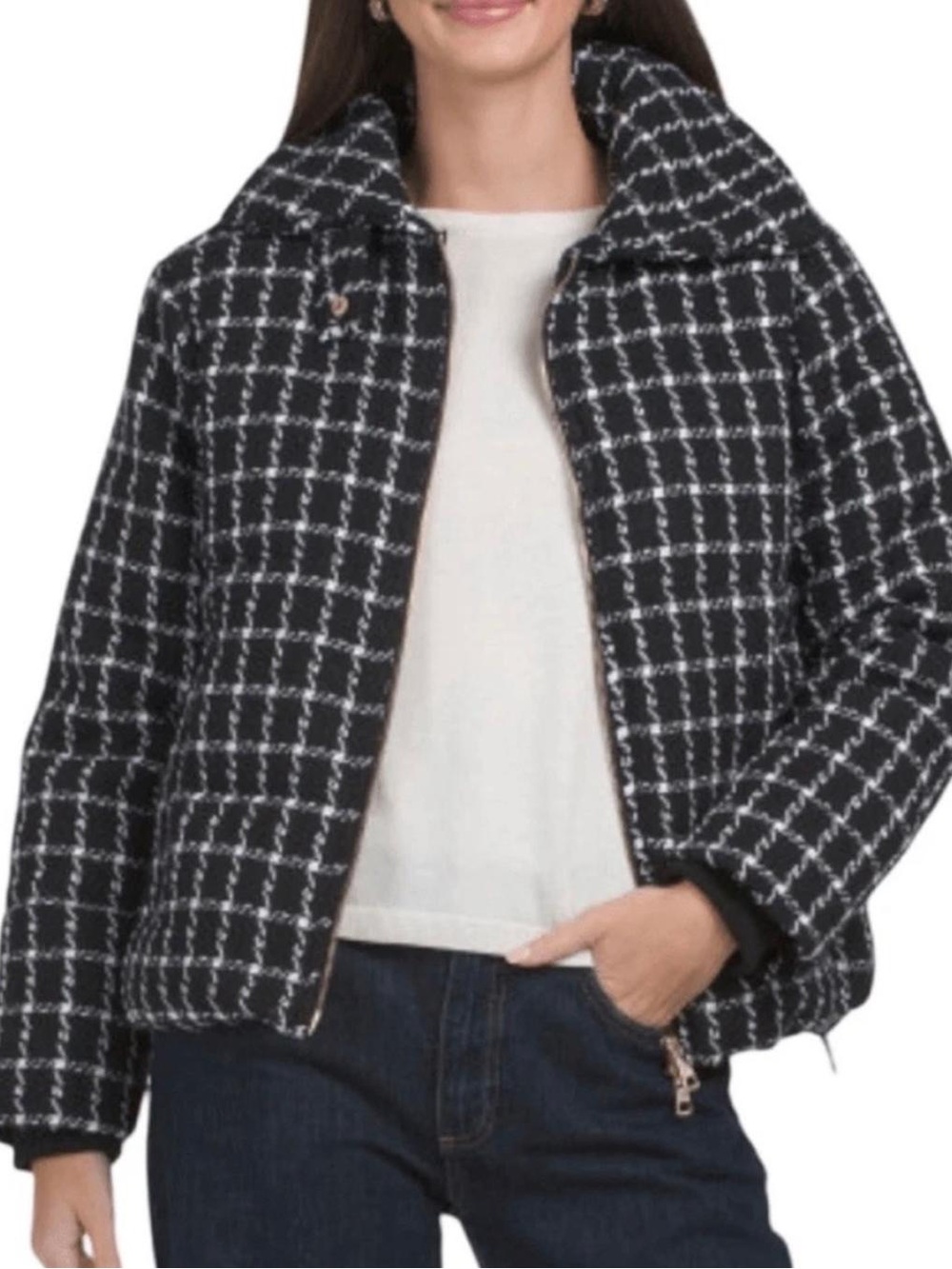 Jason Wu Plaid Tweed Quilted Puffer Jacket black & white - NWT - Picture 11 of 11